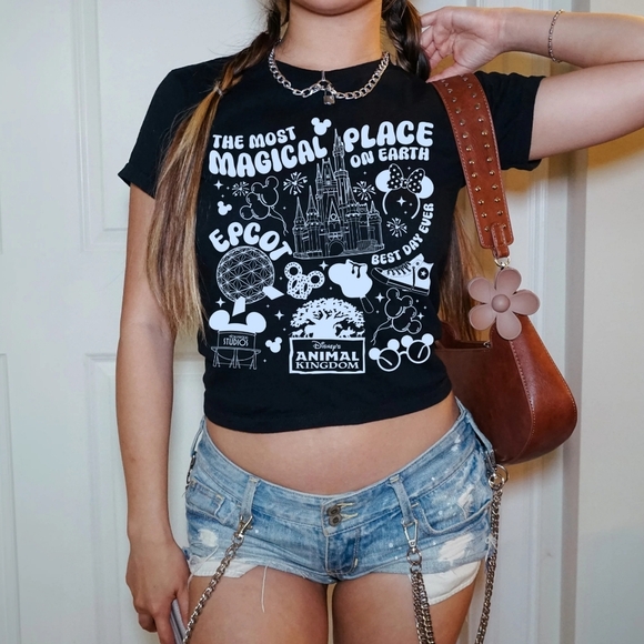 The Most Magical Place On Earth Disney World Trendy Graphic Crop Shirt - Picture 3 of 16
